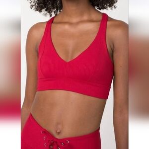 2 Pc YEAR OF OURS Ribbed Veronica Sports Bra & Lace-up Football Leggings Set   M